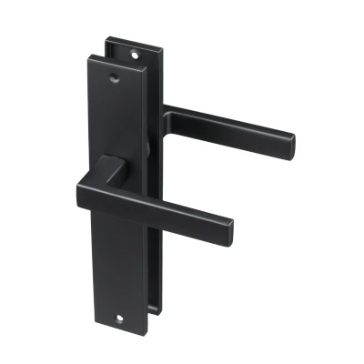 Afbeelding van Ostiumhome® Veneto Deurklink Mat Zwart op Schild Vierkant Complete Set