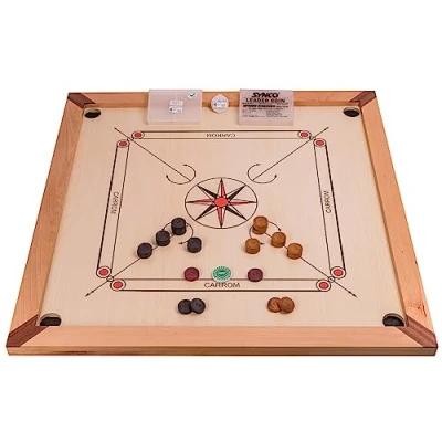 Afbeelding van Carrom 840 Lux bord, 84 x cm, professioneel spel met speelstenen en