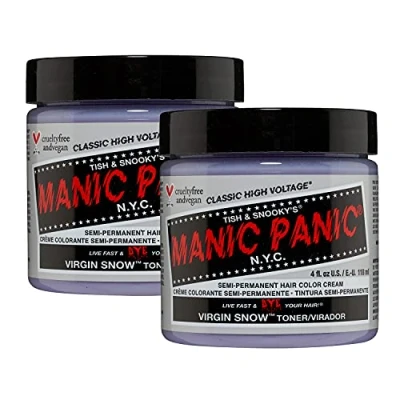 Image de Manic Panic Virgin Snow Classic Cream, tonique capillaire vegan et sans cruauté, élimine les reflets jaunes, 2 x 118 ml
