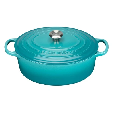 Afbeelding van Le Creuset Gietijzeren Ovale Braadpan In Caribbean Blue 31cm 6,3l