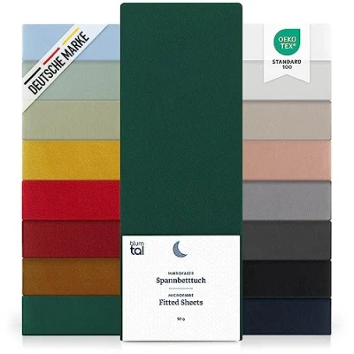 Afbeelding van Blumtal Basics Hoeslaken, 160 x 200 30 cm, hoeslaken hoogwaardige microvezel, zacht, duurzaam, kreukvrij, Oeko Tex gecertificeerd, donkergroen