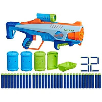 Afbeelding van Nerf Elite Junior, beginnerspakket, eenvoudig te bedienen blaster, 32 darts, 4 doelen