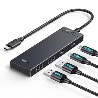 Afbeelding van UGREEN 10 Gbps Hub USB C 3.2 Gen 2 adapter naar en A Multiport compatibel met iPhone 16 Plus Pro Max 15 MacBook iPad Air 2024 iMac Surface Galaxy S24 kabel 30 cm