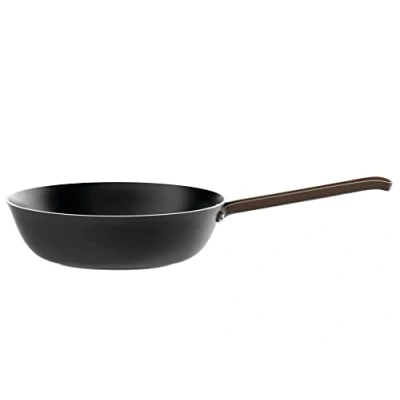 Afbeelding van Alessi edo PU114/28 B koekenpan met lange steel van aluminium antiaanbaklaag, roestvrijstalen handvat PVD coating, bruin