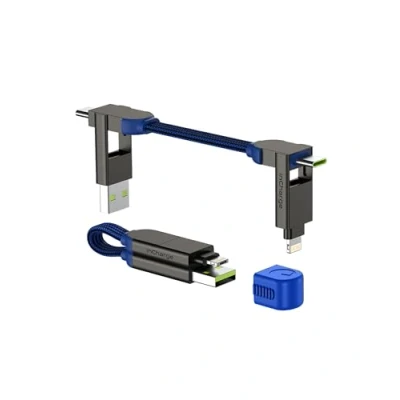 Afbeelding van Rolling Square, inCharge X, meervoudige oplaadkabel, draagbare 6 in 1 sleutelhanger met 100 W ultrasnel laadvermogen, saffierblauw, oplader