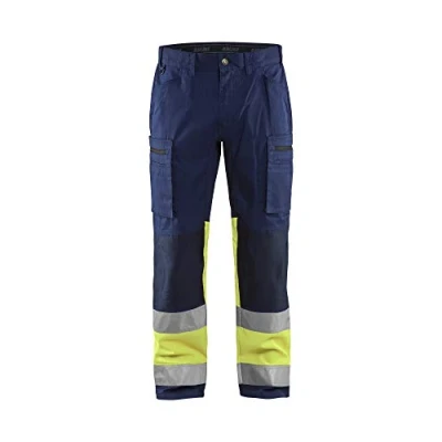 Image de Pantalon artisan stretch haute visibilité marine/jaune fluorescent