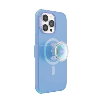 Afbeelding van PopSockets PopCase met een magnetische ring Telefoonhoesje Telefoonbutton [telefoon accessoires] compatibel Apple iPhone 14 Pro Max Blauw Opalecent