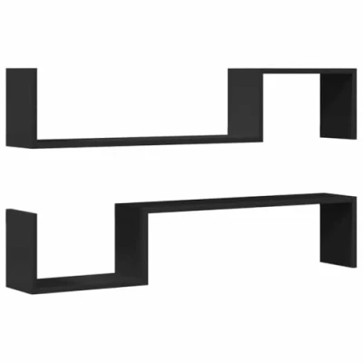 Afbeelding van vidaXL Wandplanken 2 stuks zwart 100x15x20 cm bewerkt hout