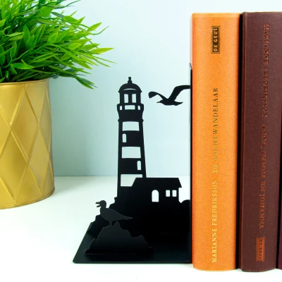 Afbeelding van Balvi boekensteun Lighthouse zwart metaal