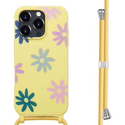 Afbeelding van imoshion hoesje Geschikt voor iPhone 16 Pro met koord Siliconen design Meerkleurig / Yellow Flower Distance