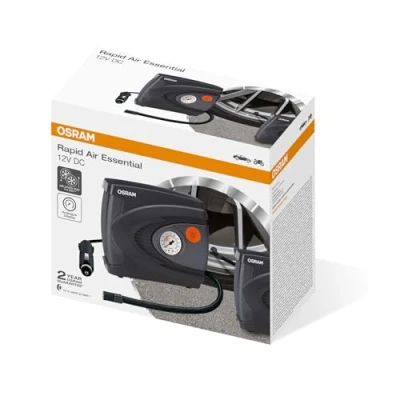 Image de OSRAM Rapid Air Essential, gonfleur de pneus analogique compact, gonfle un pneu en 4,5 minutes, OTI610, alimenté par une prise 12 V embarquée