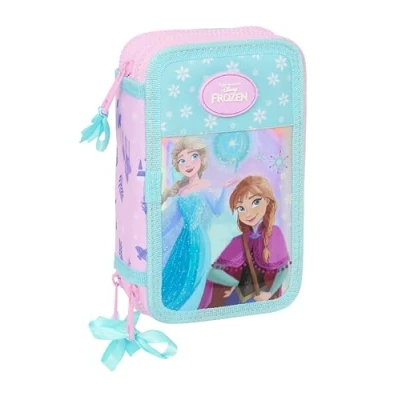 Afbeelding van Driedubbele Pennenzak Frozen Cool days Paars Hemelsblauw 12,5 x 19,5 5,5 cm 36 Onderdelen