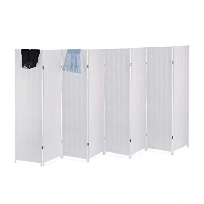 Afbeelding van Relaxdays Binnenscherm, 8 delig, h x b 170 320 cm, opvouwbare scheidingswand, hout en papiertouw, privacyscherm, wit, 1 stuk