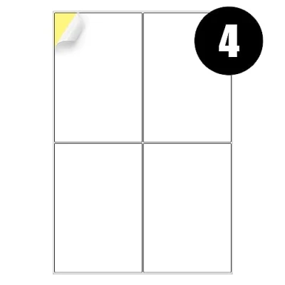 Afbeelding van Etiketten A4 4 per vel, 20 vellen à 80 zelfklevende etiketten, adresetiketten, printeretiketten, bedrukbaar stickerpapier voor afdrukken, laseretiketten