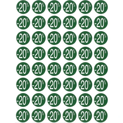 Afbeelding van Agipa Kortinglabel 20%, groen, pak van 192 stuks, verwijderbaar etiket