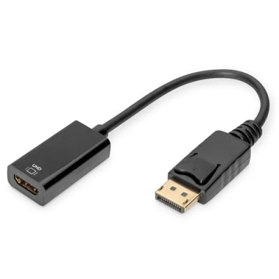 Afbeelding van Digitus AK 340415 002 S DisplayPort / HDMI Adapter [1x stekker 1x bus] Zwart 4K UHD, Afgeschermd (dubbel), Afsluitbaar 20.00 cm