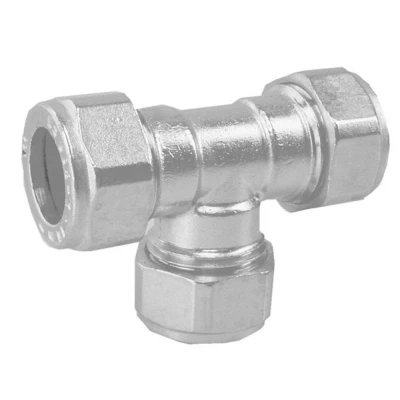 Afbeelding van Riko P 701 messing knel teestuk 10 mm vernikkeld