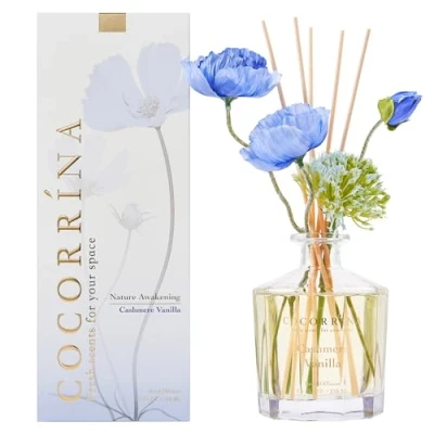Afbeelding van COCORRÍNA Cashmere Vanille Geurverspreider 250 ml met 8 staafjes, kamergeur voor slaapkamer, kantoor, badkamer