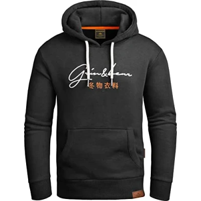 Afbeelding van Grin&amp;Bear GEC703 hoodie voor heren, zwart.