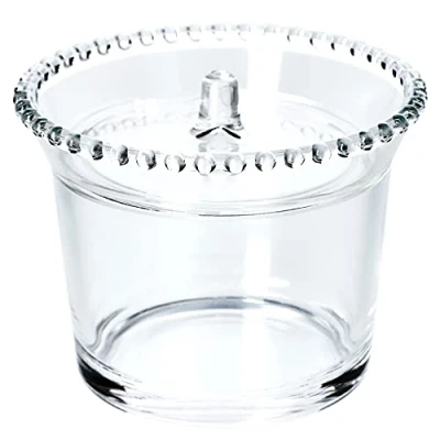 Afbeelding van KADAX Suikerpot van glas, kruidenpot met ergonomisch deksel, transparante glazen container voor suiker, versterkte bodem, suikerschaal handvat (rond, ballen)