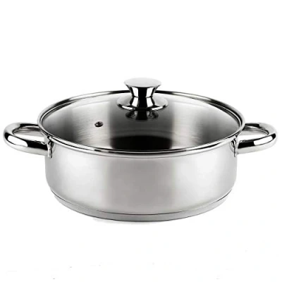Afbeelding van Vier CI28 Inductiepan van roestvrij staal 18/10, diameter 28 cm, zilver