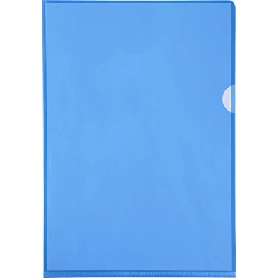 Afbeelding van Exacompta Ref. 661225E Doos Met 100 gladde hoekhoezen in halfhard PVC 13/100 A4 formaat inkeping voor eenvoudig openen Kleur: blauw