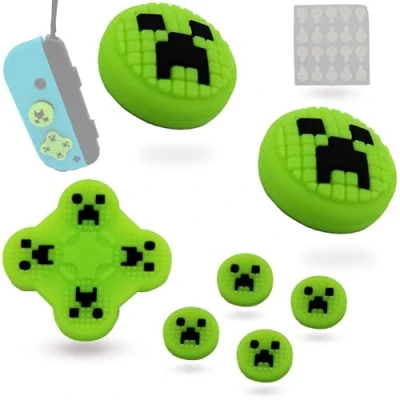Afbeelding van MatoSan® Stickerset en joystickdoppen voor Nintendo Switch OLED Siliconen keycaps Joy Cons Groen Joystick Caps Con