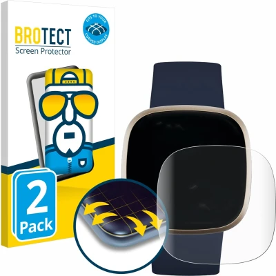 Afbeelding van BROTECT Screenprotector voor Fitbit Versa 3 / Sense Folie Beschermfolie transparant volledig dekking (2 Stuks)
