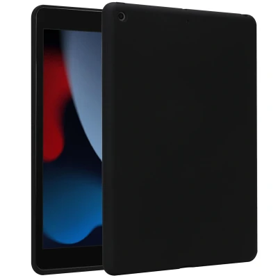Afbeelding van Accezz Tablet Hoes Geschikt voor iPad 9 (2021) 9e generatie / 8 (2020) 8e 7 (2019) 7e Liquid Silicone Backcover zonder penhouder Zwart