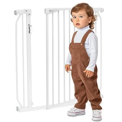 Image de LIONELO Truus LED Barrière de Sécurité Bébé pour Escalier ou Porte Largeur Ajustable 75 105 cm Verrouillage Automatique Ouverture Bidirectionnelle Veilleuse Sans Perçage Rebords Arrondis