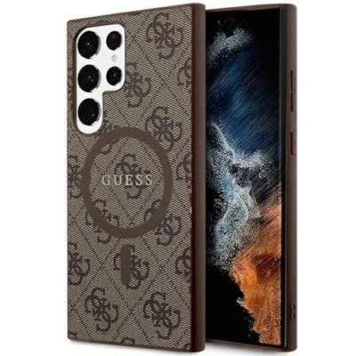 Afbeelding van Guess 4G Back Case (MagSafe Compatible) Geschikt voor Samsung Galaxy S24 Ultra (S928) Bruin