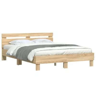 Afbeelding van vidaXL Bedframe met hoofdeinde en LED sonoma eikenkleurig 140x200 cm