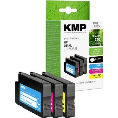 Afbeelding van KMP Inktcartridge vervangt HP 951XL, CN046AE, CN047AE, CN048AE Compatibel Combipack Cyaan, Magenta, Geel H101V 1723,4050