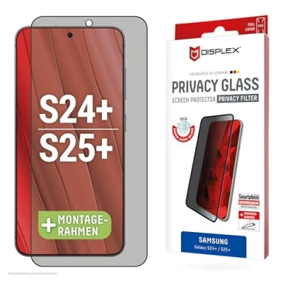 Afbeelding van Displex Full Cover Real Glass Privacy Screenprotector met Applicator voor Samsung Galaxy S24 Plus Zwart