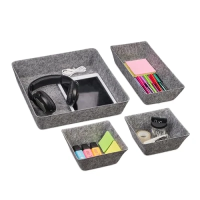 Afbeelding van Relaxdays 4 delige lade organizer vilten opbergmanden ladeverdeler bureau