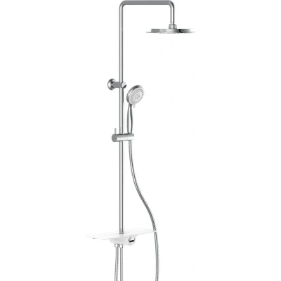 Afbeelding van Regendoucheset met plateau AQUASTAR wit en chroomkleurig