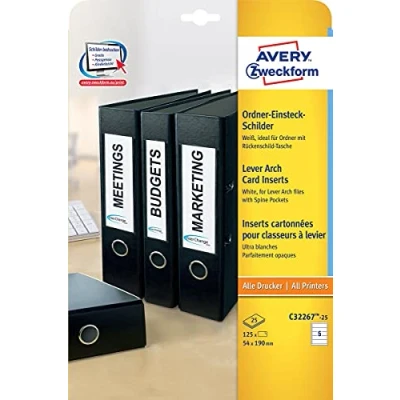 Afbeelding van Zweck Printbare insteekkaarten voor ordnerrug ft 5,4 x 19 cm, rug van 8 125 stuks rugetiketten