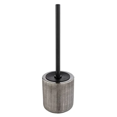 Afbeelding van Toiletset Rivara, hoge borstelbehuizing in elegant design van luxe keramiek, met de hand gesigneerd, inclusief toiletborstel verifieerbare borstelkop 8 cm, 11,5 x 40 zilver