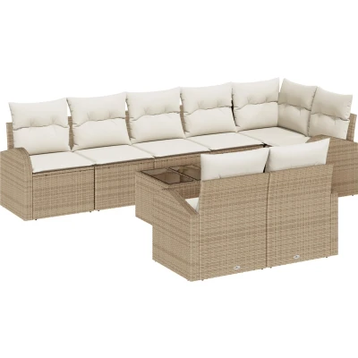 Afbeelding van vidaXL 9 delige Tuinbank Set met Kussens Bruin Poly Rattan