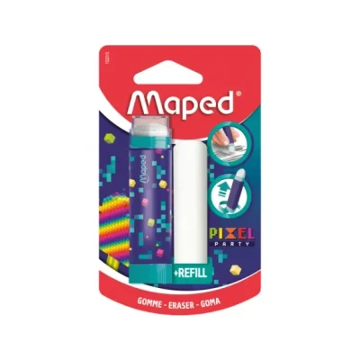 Afbeelding van Maped Pixel Party witte gum Intrekbare gum, beschermd en efficiënt Zeer praktisch draaisysteem Inclusief 1 navulgum zonder PVC ftalaat