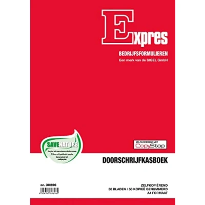 Afbeelding van Sigel Expres Kas en kwitantieformulieren Doorschrijfkasboek, 2x50 vel, genummerd (krimp 2 stuks)