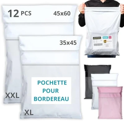 Afbeelding van EMBALLAX 12 Vinted pakketten groot formaat Tas voor BORDEREAU XL/XXL ondoorzichtig/ultralicht/waterdicht Plastic verzendenvelop Kleding, Doos/Karton Verzendtas Zak