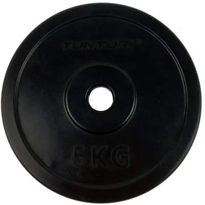 Afbeelding van Tunturi Halterschijf Halter gewichten 1x 5 kg 30mm Rubber Incl. gratis fitness app