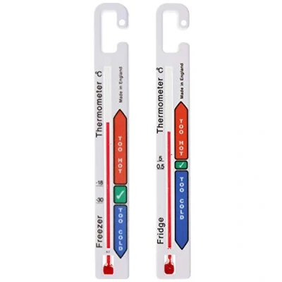 Afbeelding van Set van 2 koelkast /vriesthermometers met kleurgecodeerde veilige temperatuurzones, ideaal voor vriezer en