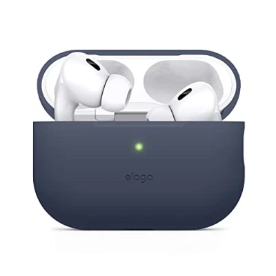 Afbeelding van Elago Siliconen beschermhoes compatibel met Apple AirPods Pro 2e generatie, beschermhoes, led aan de voorkant, draadloze ondersteuning (blauw)