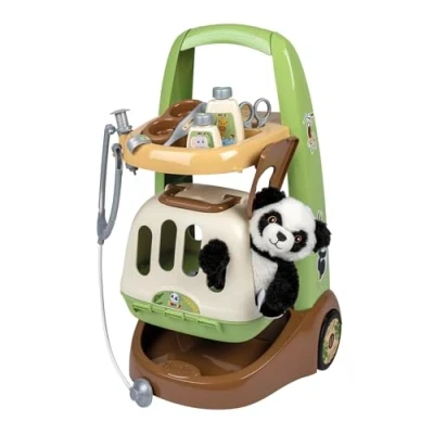 Image de Smoby Chariot Vétérinaire De Zoo Peluche Panda Nombreux Accessoires Inclus Produit 2 En 1 : Cage Transport Fabrication