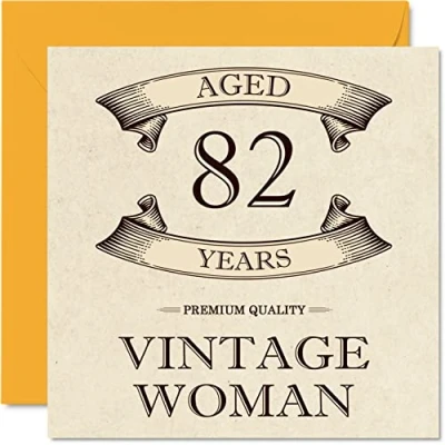 Afbeelding van Vintage verjaardagskaarten voor vrouwen, 82 jaar, grappige verjaardagskaart moeder, zus, vrouw, oma, tante, 145 mm x mm, wenskaart 82e kaart