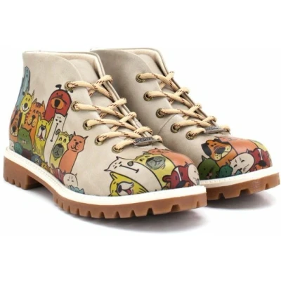 Afbeelding van Goby Paws &amp; Whiskers Dames Enkellaarzen Vegan Leer Handgemaakt Dieren Design Maat 39