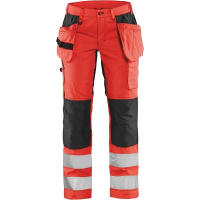 Afbeelding van Blaklader Dames werkbroek High Vis met stretch 7163 1811 Rood/Zwart D24