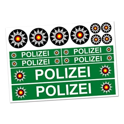 Afbeelding van Finest Folia Politiestickers voor auto, boot, caravan, bus, fiets, driewieler, speelauto, modelbouw, RC car plaquette helm, 6 stuks (R023 groen)
